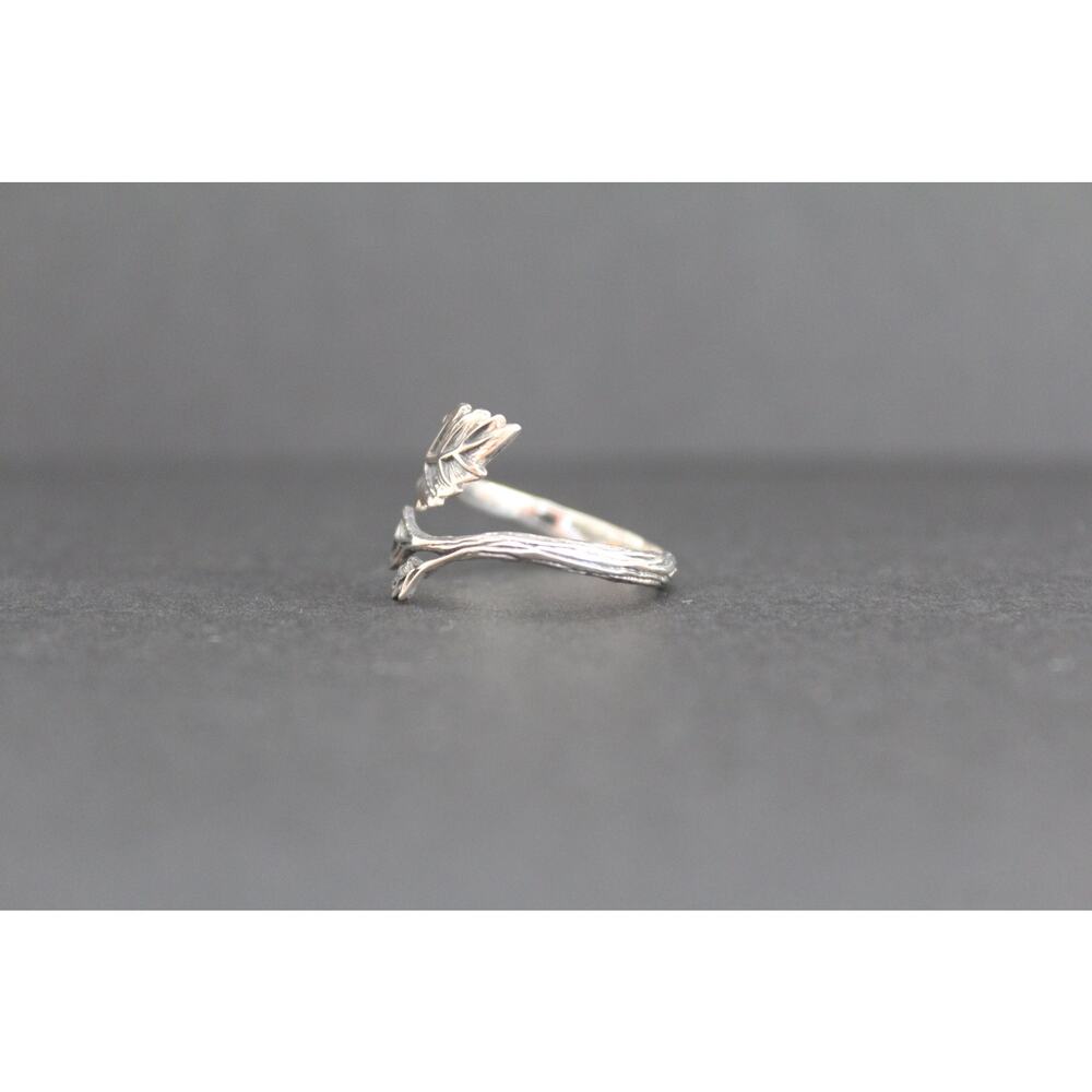 Sterling Silver Adjustable Leaf Ring, Silver Adju… - image 4